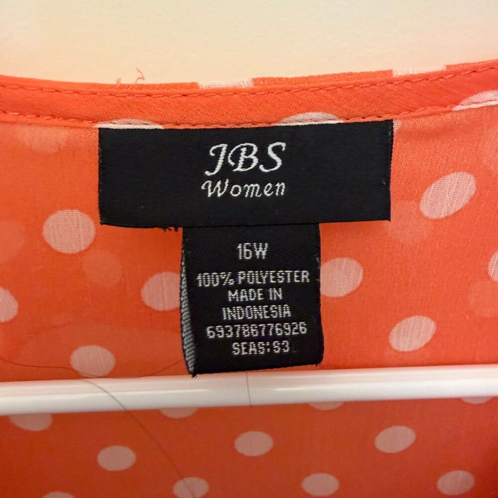 JBS‎ Women Orange Polka Dot Ruffle Tie Waist Midi Dress 16W - Picture 3 of 7